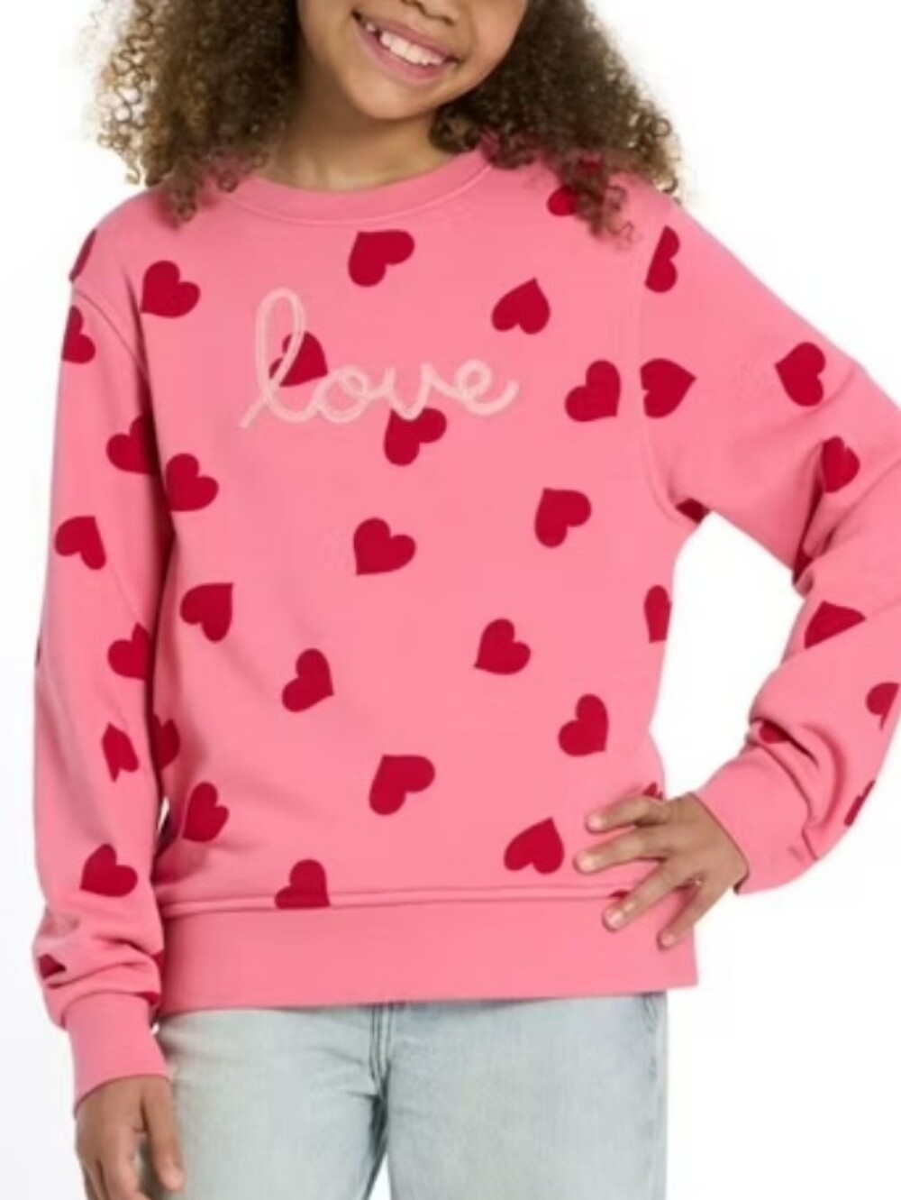 Scotch & Soda Love Sweatshirt Girls Medium 7/8 Pink With Red Hearts